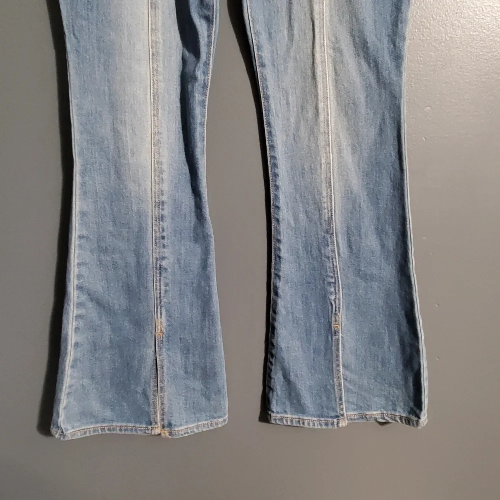 OshKosh B'gosh Blue Flare Girls Jeans High Adj Waist Light Wash Size 12